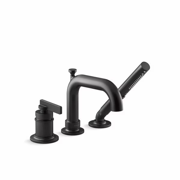 Deck-Mount Bath Faucet With Handshower in Matte Black, Kohler, Mfr#: 35913-4-BL